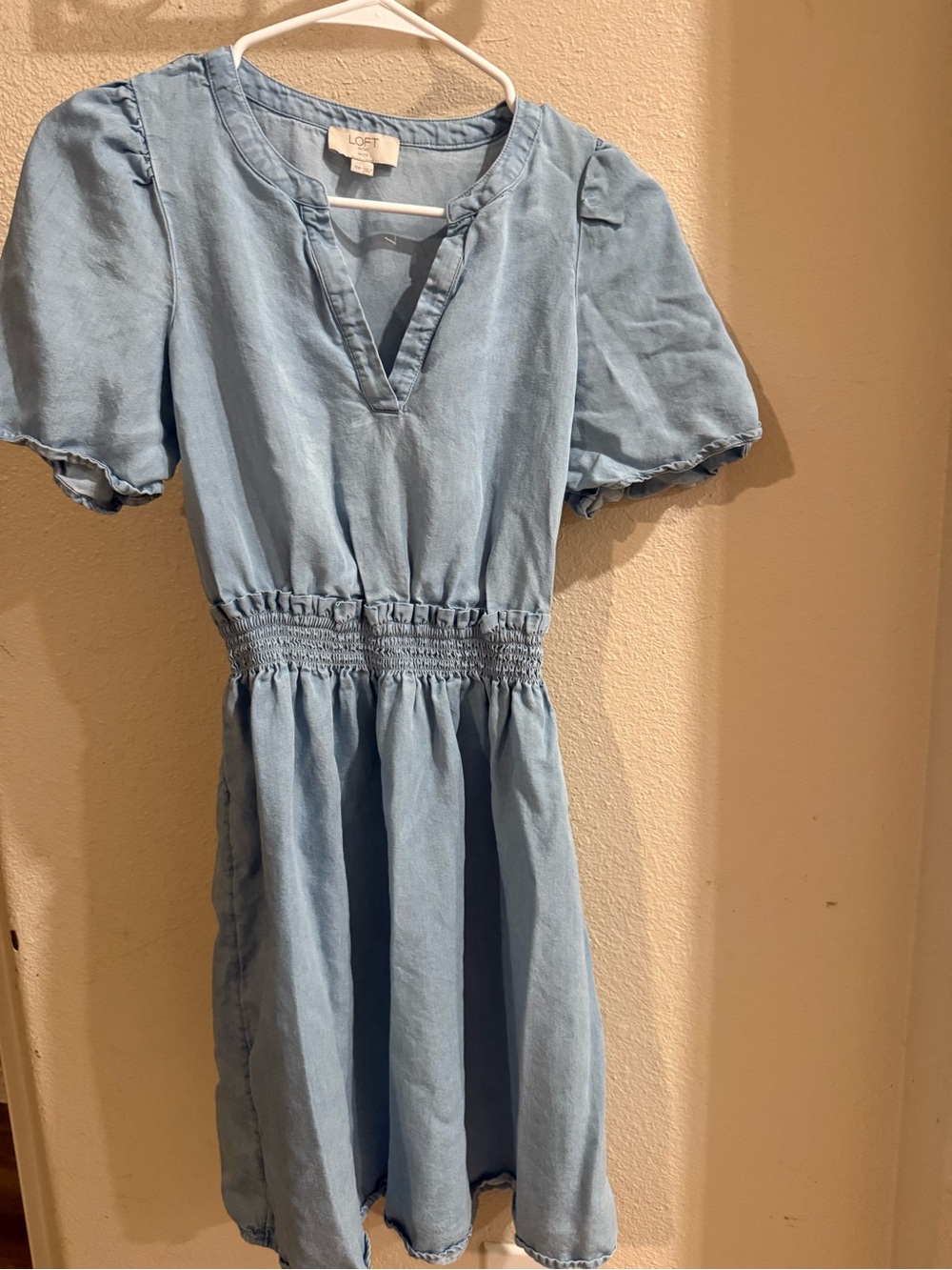 LOFT Pastel Blue Girls' Smocked Waist Casual Dress